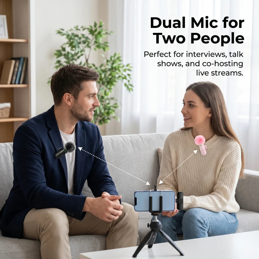 Wireless Lavalier Microphone with Windscreen