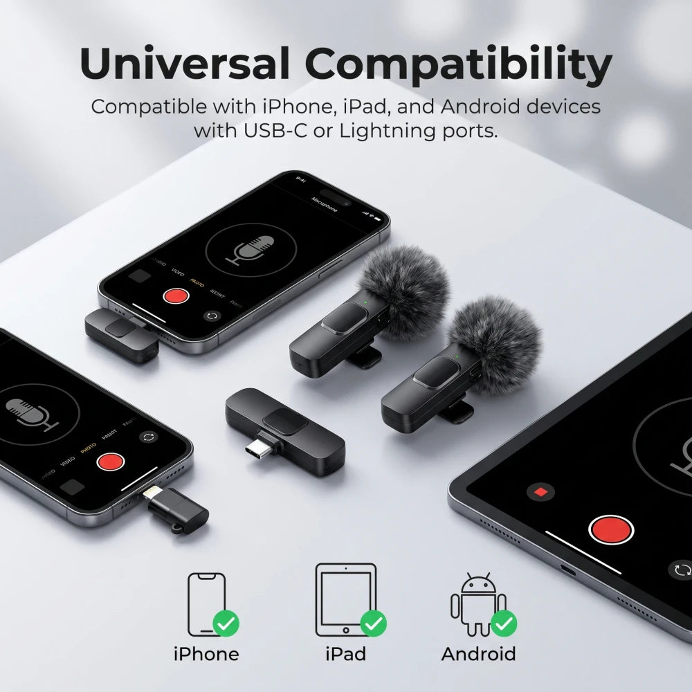 Wireless Lavalier Microphone with Windscreen