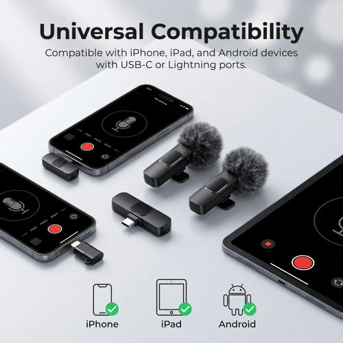 Wireless Lavalier Microphone with Windscreen