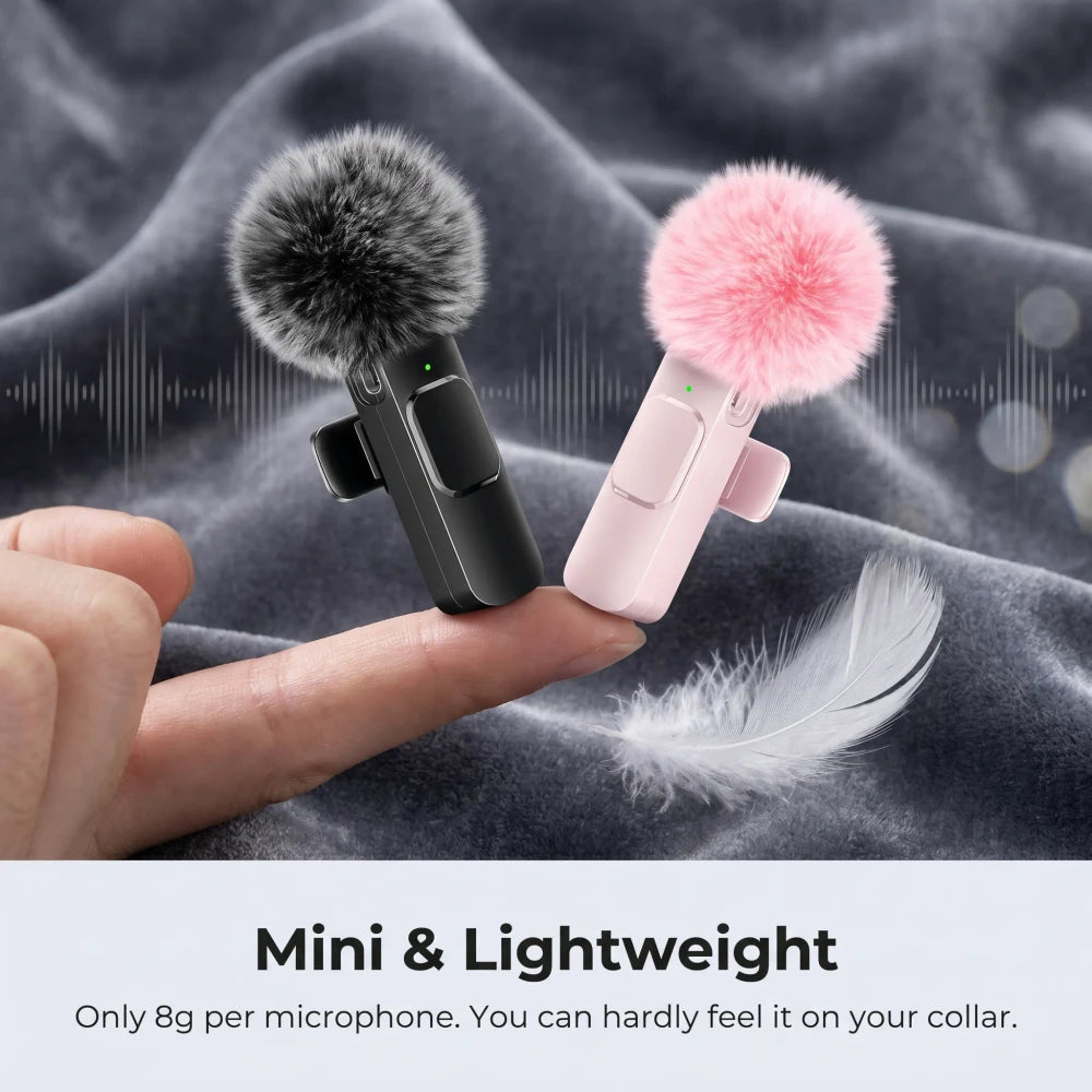 Wireless Lavalier Microphone with Windscreen